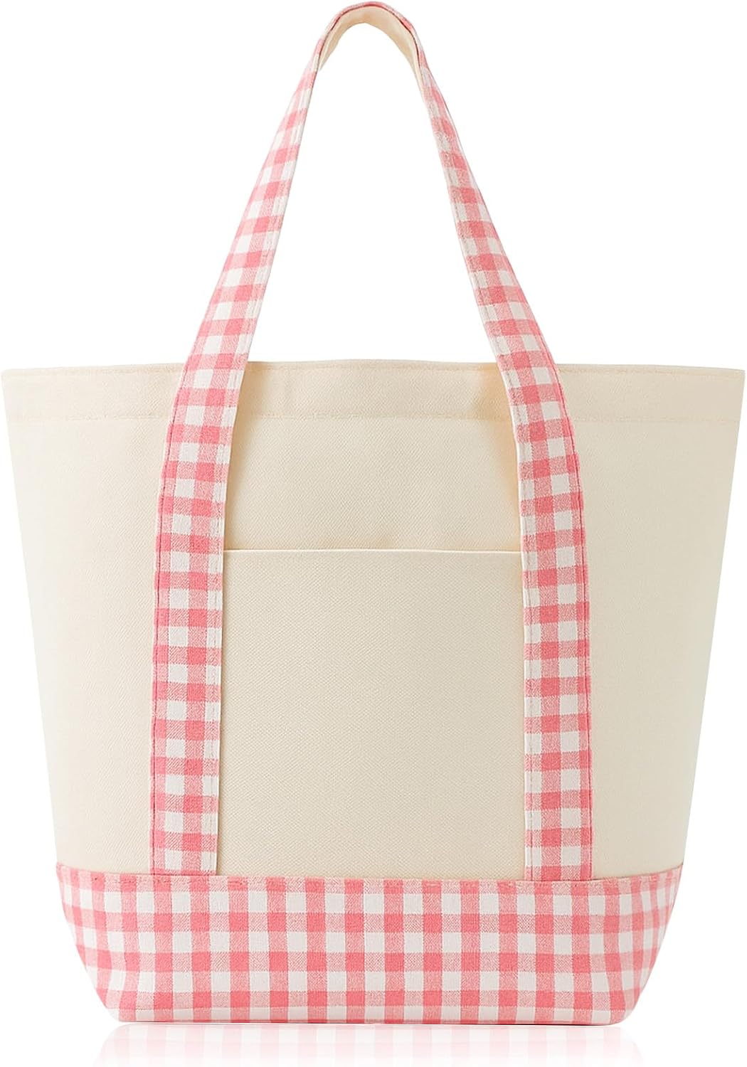 1 Pcs Mini Canvas Tote Bags, 13" X 11" X 6", Pink Plaid