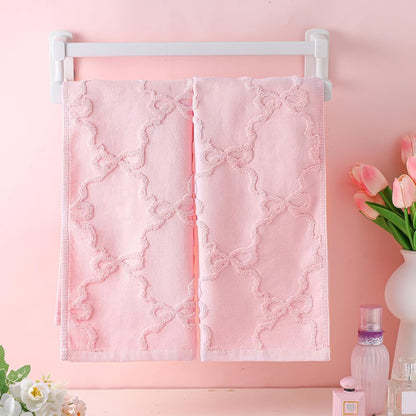 2 Pcs Pink Bow Hand Towels for Bathroom Coquette Decor, 100% Cotton