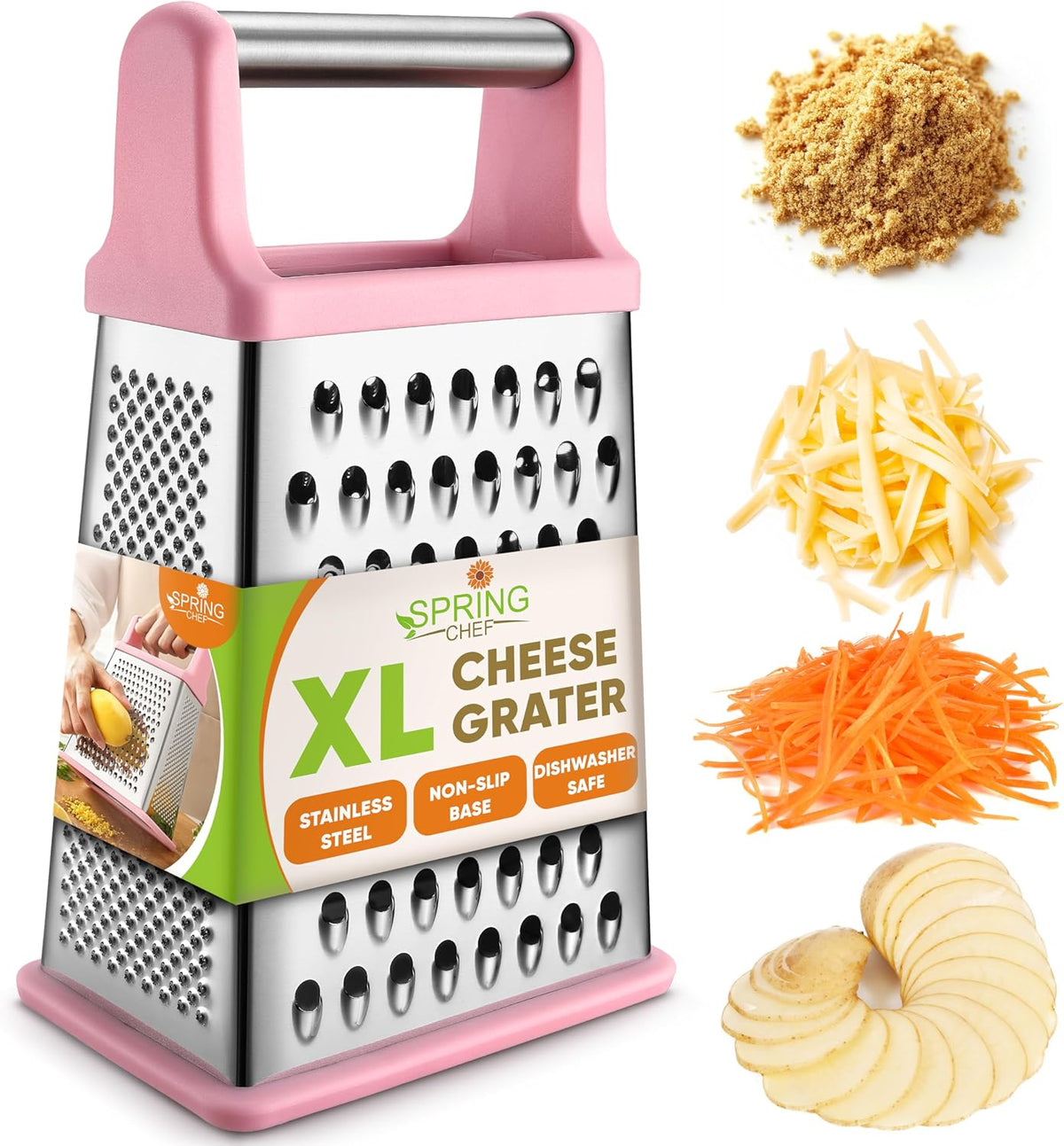 Stainless Steel XL Cheese Grater for Kitchen, Pink Lemonade