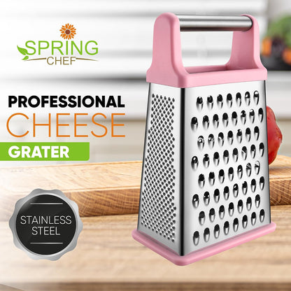Stainless Steel XL Cheese Grater for Kitchen, Pink Lemonade