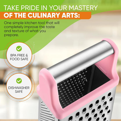 Stainless Steel XL Cheese Grater for Kitchen, Pink Lemonade