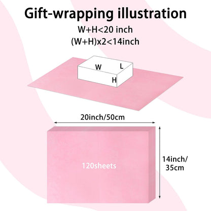 120 Sheets 20"X14" Pink Tissue Paper for Gift Bags Wrapping, Art Tissue Paper Bulk for Weddings Birthday Party Crafts Decoration