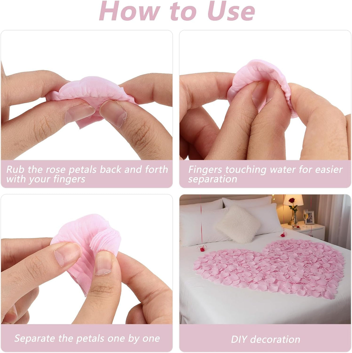 1000 Pcs Rose Petals Artificial Silk Flower Petals Romantic Decorations for Wedding Engagement Birthday Event Anniversary Party Backdrop Supplies Pink