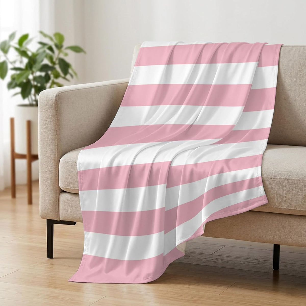 Cooling Blanket 30"x40", Pink White Stripe Summer Cooling Blanket Breathable Lightweight Ice Blankets Classic Geometric Line Blankets for Night Sweats