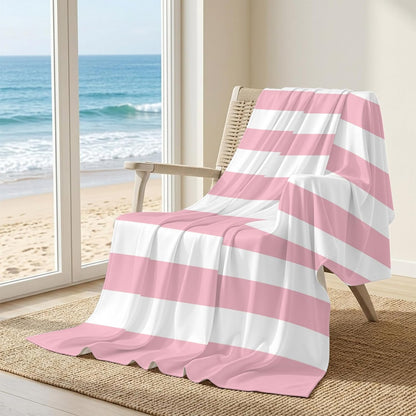 Cooling Blanket 30"x40", Pink White Stripe Summer Cooling Blanket Breathable Lightweight Ice Blankets Classic Geometric Line Blankets for Night Sweats