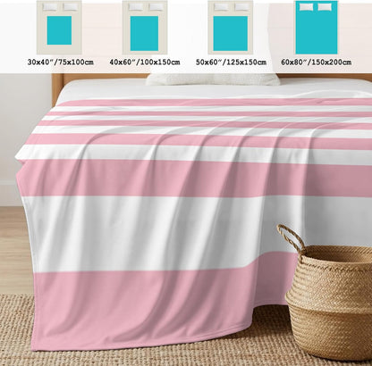 Cooling Blanket 30"x40", Pink White Stripe Summer Cooling Blanket Breathable Lightweight Ice Blankets Classic Geometric Line Blankets for Night Sweats