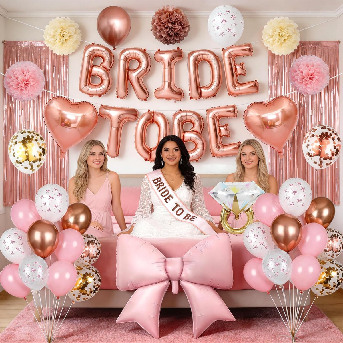 Rose Gold Bachelorette Party Decorations,Bride To Be Bridal Shower Balloons