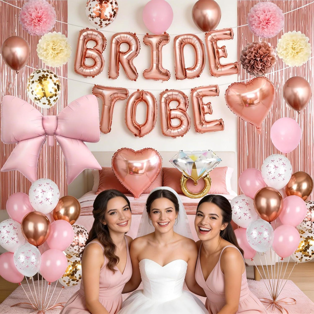 Rose Gold Bachelorette Party Decorations,Bride To Be Bridal Shower Balloons