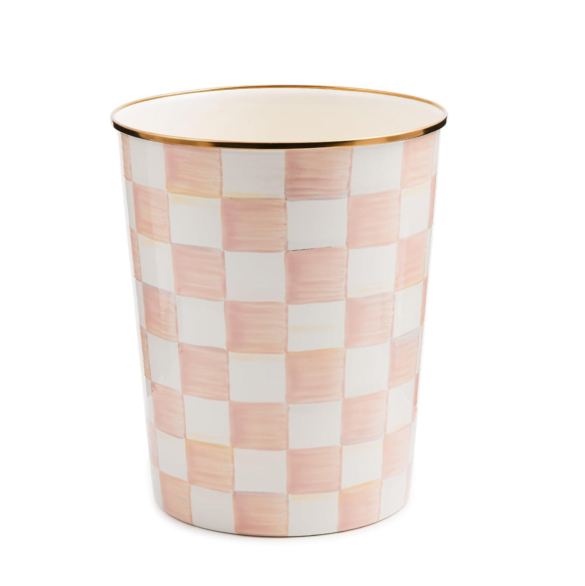 Waste Bin, Pink-and-White Rosy Check