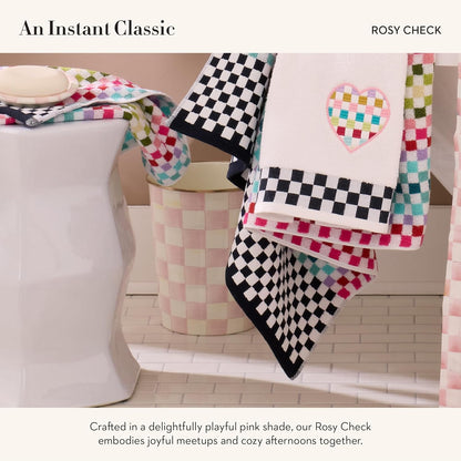 Waste Bin, Pink-and-White Rosy Check