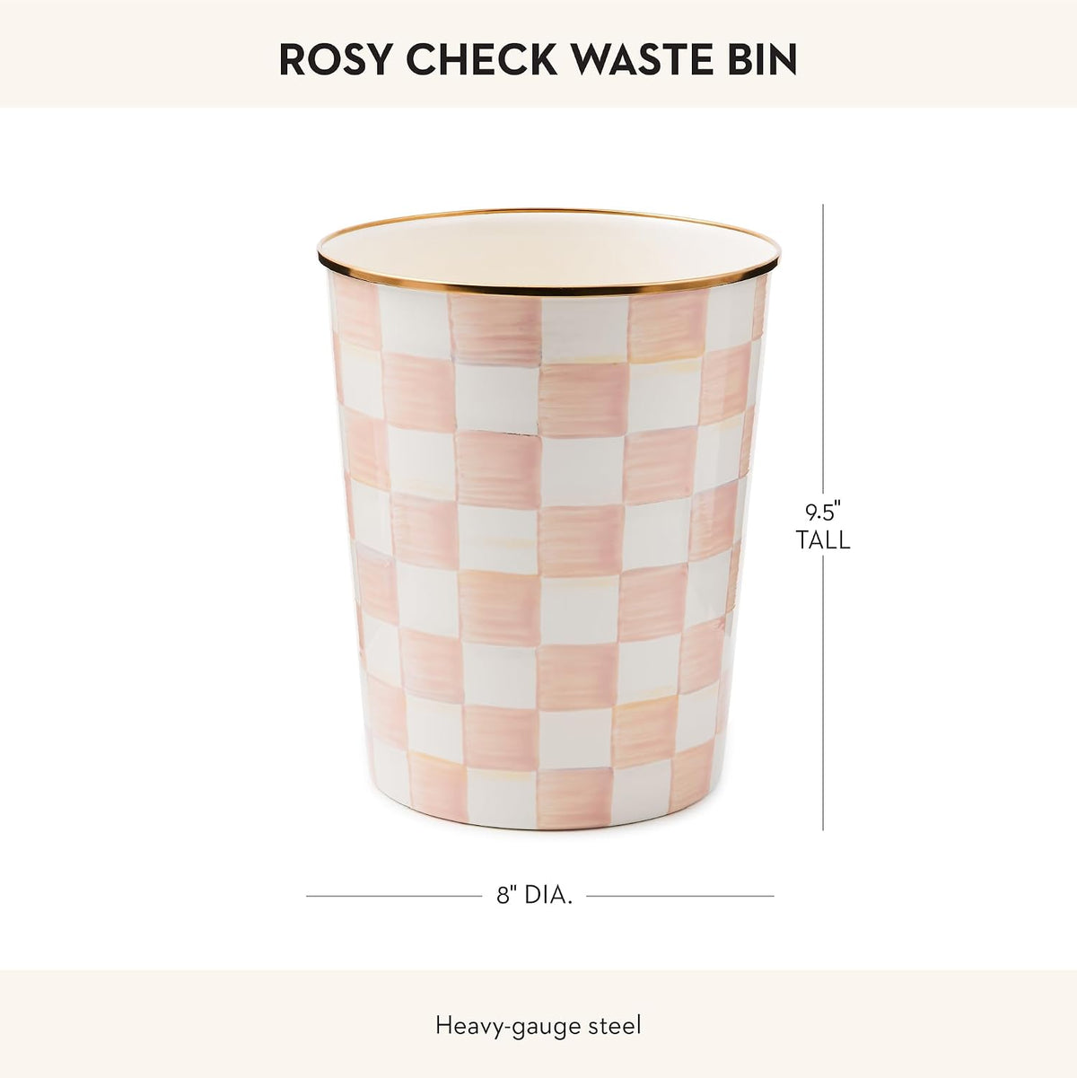 Waste Bin, Pink-and-White Rosy Check