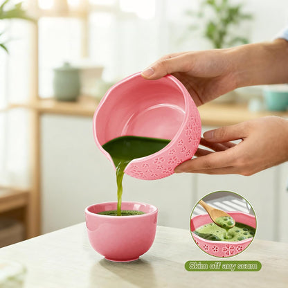 Matcha Whisk Set, 7 Pcs Matcha Making Kit with Matcha Bowl, Matcha Whisk and Holder, Bamboo Scoop, Scoop Rest, Sifter and Tea Towel，Gifts for Christmas Birthday