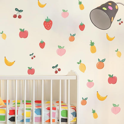8 Sheet Friut Wall Decals Pineapple Lemon Strawberry Peach Cherry Wall Stickers for Dining Room Kitchen Kids Room