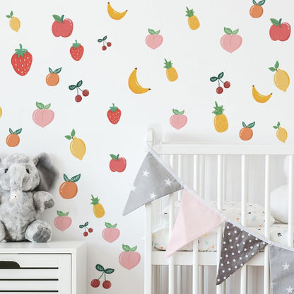 8 Sheet Friut Wall Decals Pineapple Lemon Strawberry Peach Cherry Wall Stickers for Dining Room Kitchen Kids Room