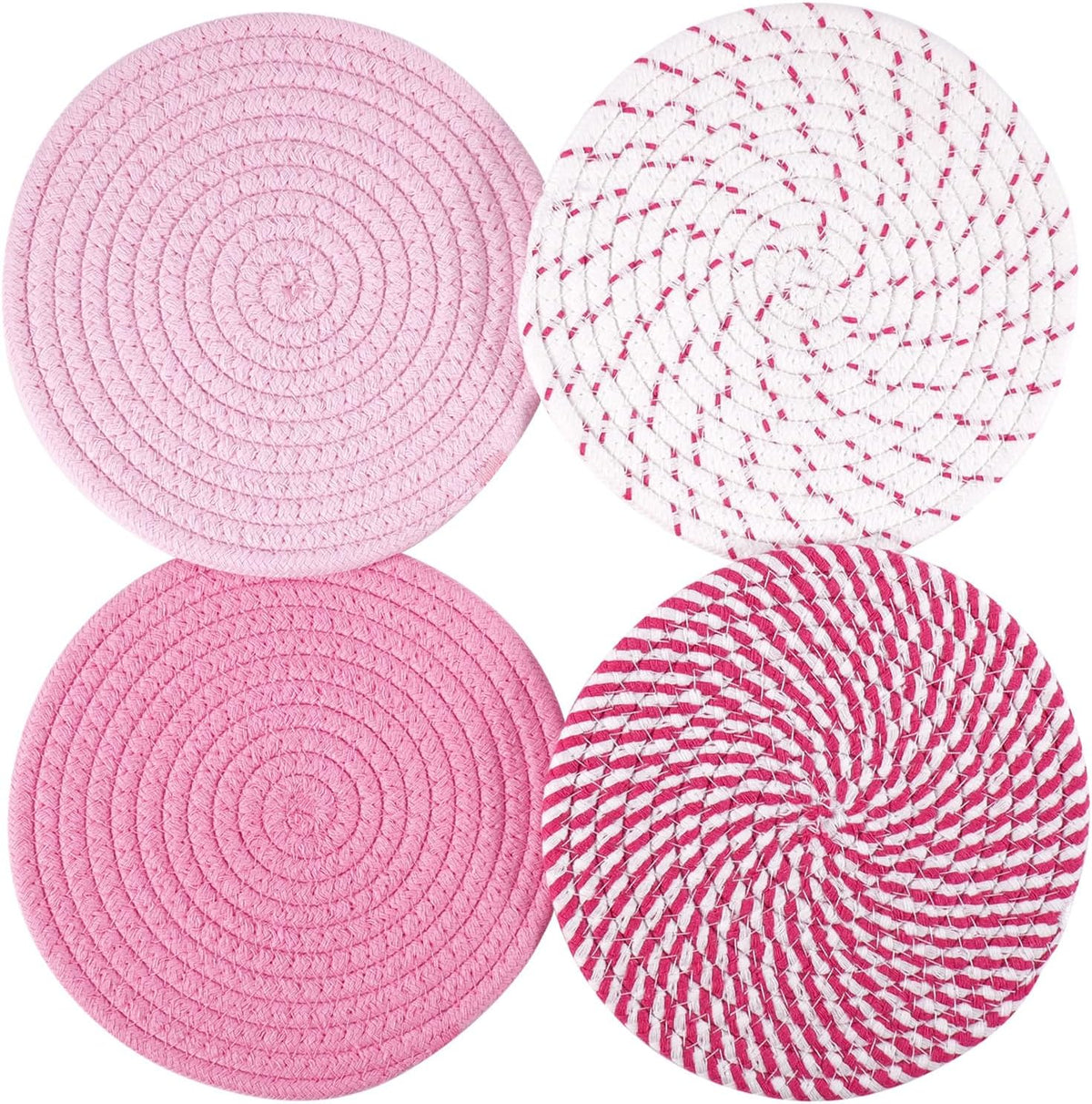 7inch Trivets for Hot Dishes with a Kraft Paper Gift Box,Trivet Mats Set for Hot Pots and Pans, 4 Heat Resistant Pot Holders for Kitchen,Home Essentials,Housewarming Gift(Pink)
