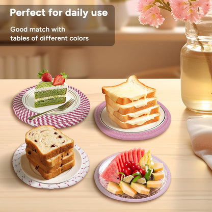 7inch Trivets for Hot Dishes with a Kraft Paper Gift Box,Trivet Mats Set for Hot Pots and Pans, 4 Heat Resistant Pot Holders for Kitchen,Home Essentials,Housewarming Gift(Pink)