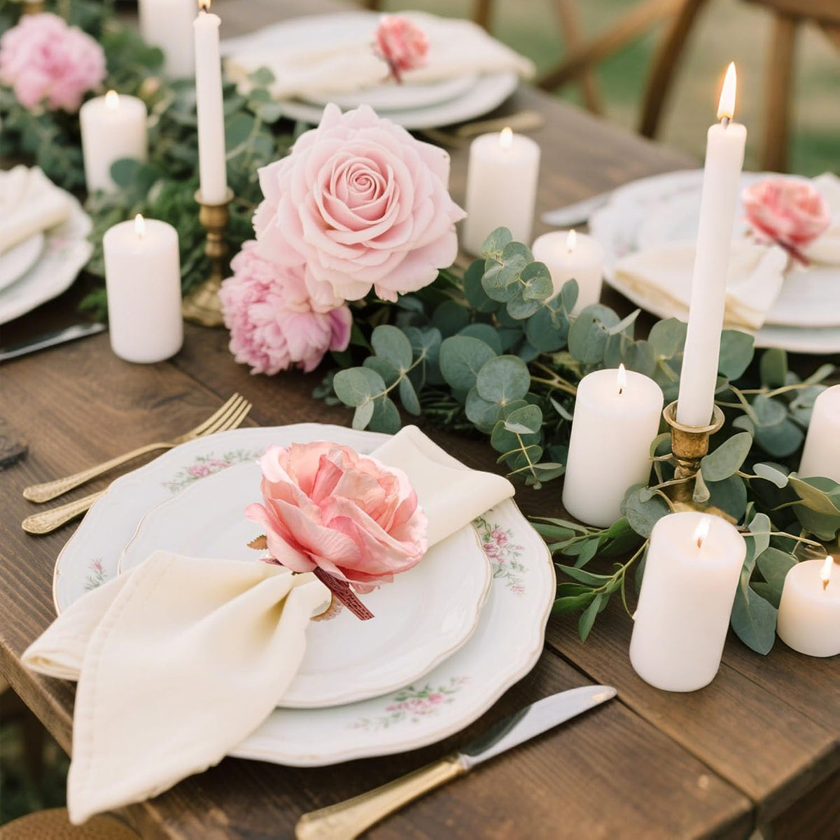 Flower Napkin Rings, 6 Pcs Pink Rose Pearl Napkin Ring Holders Rustic Peony Flower Serviette Buckles for Dining Table Banquet Mother’s Day Thanksgiving Christmas Wedding Party Decor