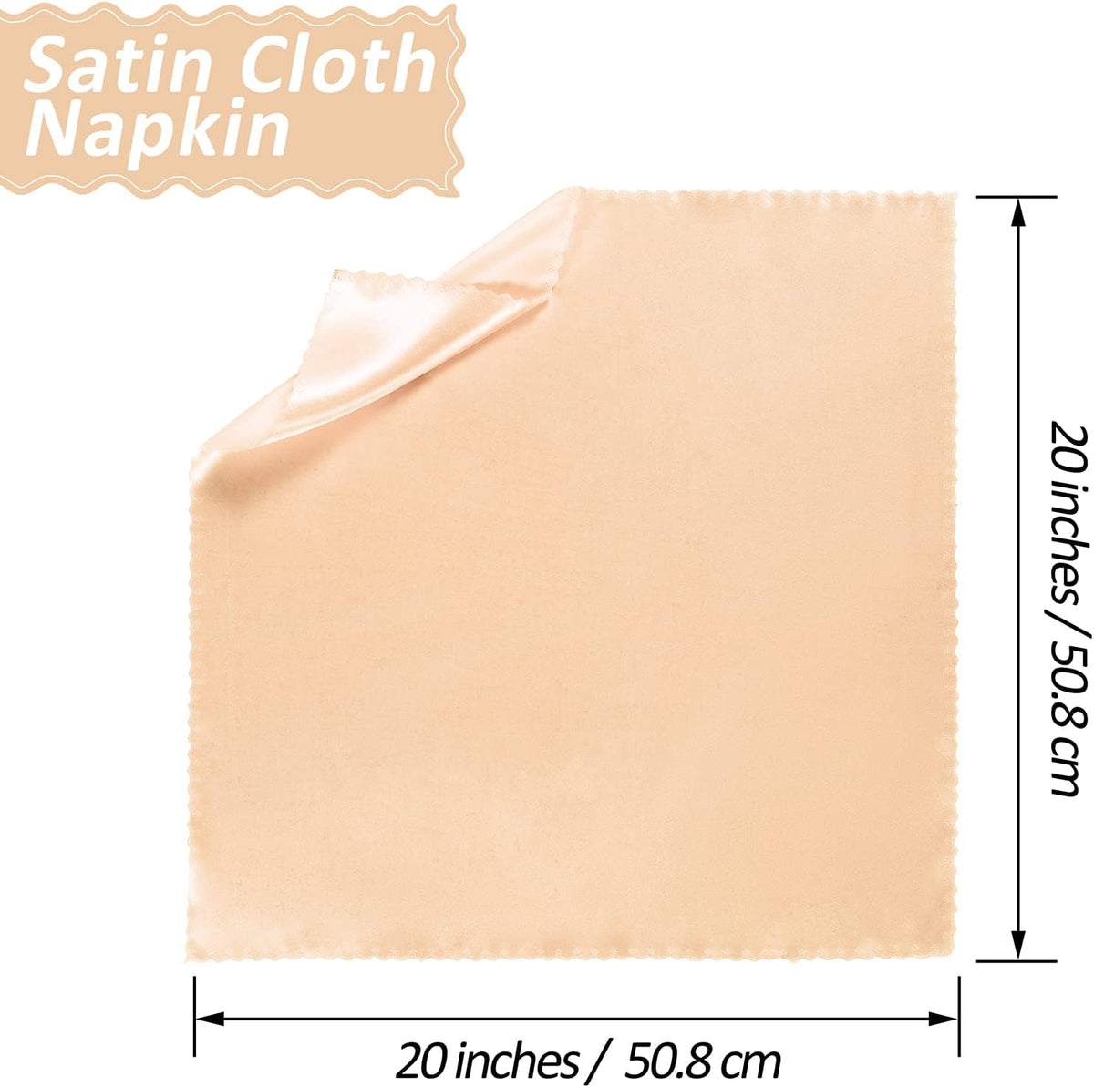 100 Pack Satin Napkins 20" x 20" with Floral Edges, Peach