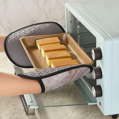 Light Blush Pink Marble Texture with Gold Veining Silicone Pot Holders,2pcs, Heat Resistant Oven Mitts Large Potholders for Kitchen Cooking Baking Hot Pads
