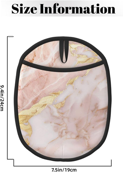 Light Blush Pink Marble Texture with Gold Veining Silicone Pot Holders,2pcs, Heat Resistant Oven Mitts Large Potholders for Kitchen Cooking Baking Hot Pads