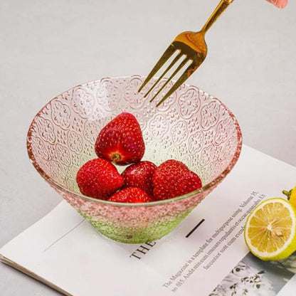 2 Pack Gradient Glass Mixing Bowls, 30 oz Crystal Salad Bowls (Pink)