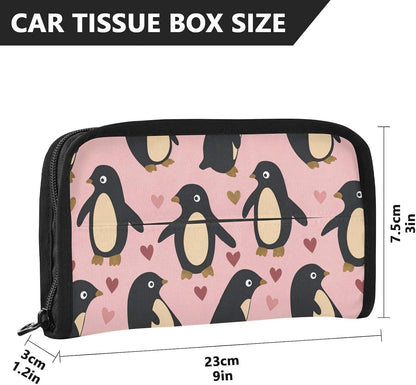 Hanging tissue holder for car visor Penguin Peach Valentines Gold napkin holder sun visor with Adjustable straps & zipper Reusable auto accessories for Autos