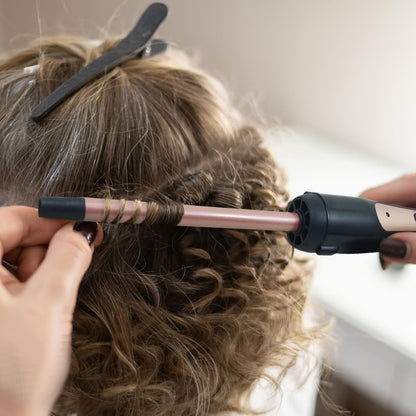 3/8 Inch Small Curling Iron Wand, 9mm Thin Curling Wand for Short & Long Hair, Ceramic Hair Curler Wand with 2 Temperature, Small Barrel Curling Iron, Include Heat Protective Glove-Rose Pink