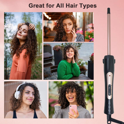 3/8 Inch Small Curling Iron Wand, 9mm Thin Curling Wand for Short & Long Hair, Ceramic Hair Curler Wand with 2 Temperature, Small Barrel Curling Iron, Include Heat Protective Glove-Rose Pink