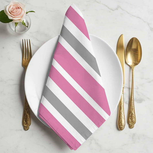Cloth Napkins Set of 1 Pink Grey and White Stripes 20x20 Inch Washable Dinner Napkin Farmhouse Stripe Reusable Soft Table Napkins for Party Wedding Restaurant Hotel