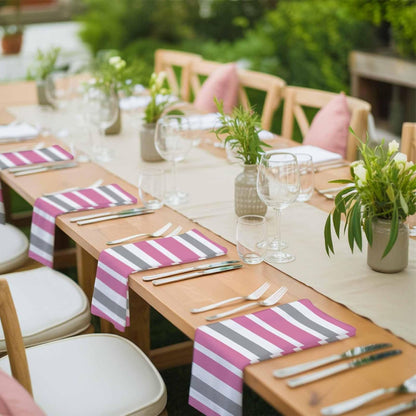 Cloth Napkins Set of 1 Pink Grey and White Stripes 20x20 Inch Washable Dinner Napkin Farmhouse Stripe Reusable Soft Table Napkins for Party Wedding Restaurant Hotel