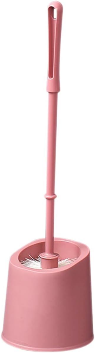 Bathroom Cleaning Brush Set with Holder Soft Bristle Toilet Brush for Home and Commercial Use Wall-Mounted Design Compact and Easy to Clean Pink Color