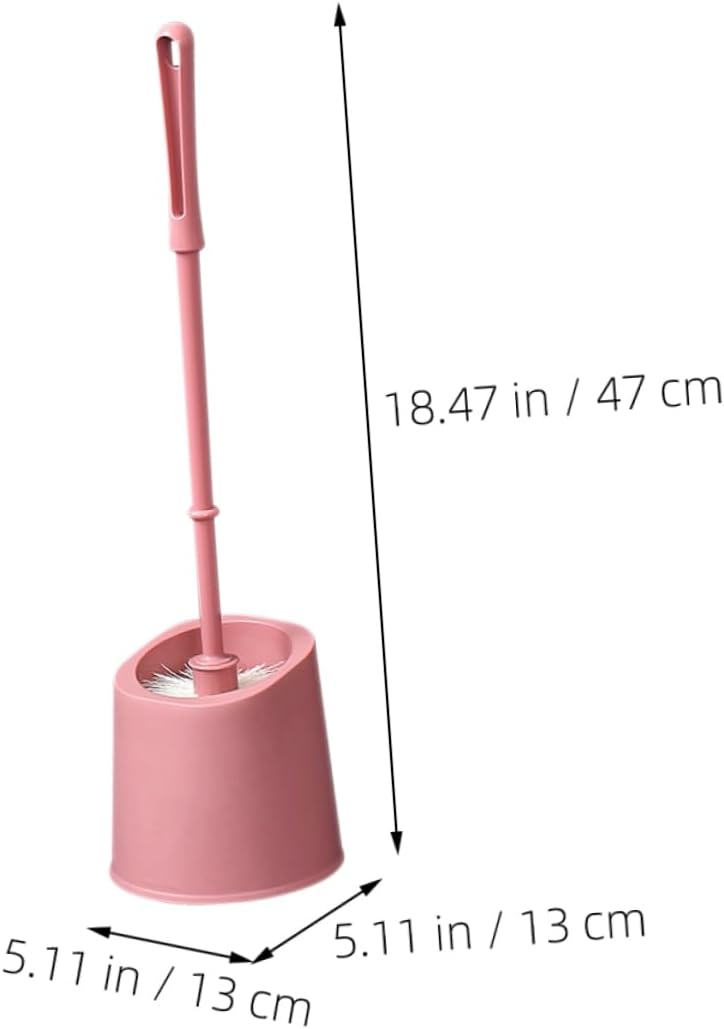 Bathroom Cleaning Brush Set with Holder Soft Bristle Toilet Brush for Home and Commercial Use Wall-Mounted Design Compact and Easy to Clean Pink Color