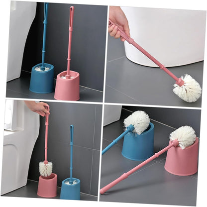 Bathroom Cleaning Brush Set with Holder Soft Bristle Toilet Brush for Home and Commercial Use Wall-Mounted Design Compact and Easy to Clean Pink Color
