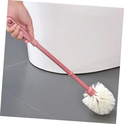 Bathroom Cleaning Brush Set with Holder Soft Bristle Toilet Brush for Home and Commercial Use Wall-Mounted Design Compact and Easy to Clean Pink Color
