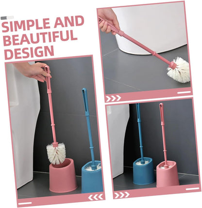 Bathroom Cleaning Brush Set with Holder Soft Bristle Toilet Brush for Home and Commercial Use Wall-Mounted Design Compact and Easy to Clean Pink Color