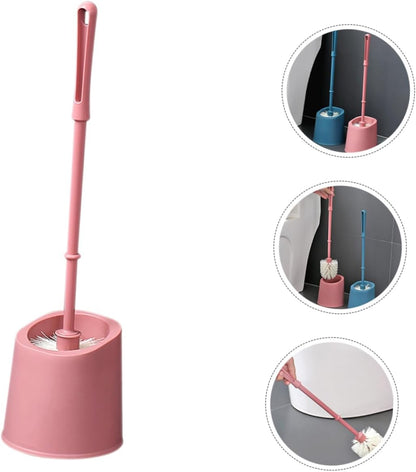 Bathroom Cleaning Brush Set with Holder Soft Bristle Toilet Brush for Home and Commercial Use Wall-Mounted Design Compact and Easy to Clean Pink Color