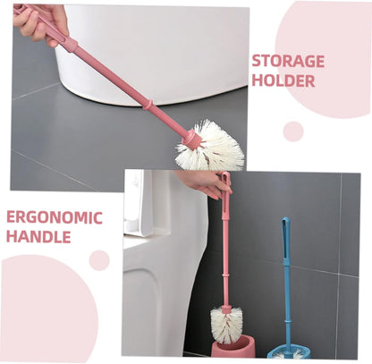 Bathroom Cleaning Brush Set with Holder Soft Bristle Toilet Brush for Home and Commercial Use Wall-Mounted Design Compact and Easy to Clean Pink Color