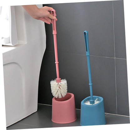 Bathroom Cleaning Brush Set with Holder Soft Bristle Toilet Brush for Home and Commercial Use Wall-Mounted Design Compact and Easy to Clean Pink Color