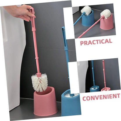 Bathroom Cleaning Brush Set with Holder Soft Bristle Toilet Brush for Home and Commercial Use Wall-Mounted Design Compact and Easy to Clean Pink Color
