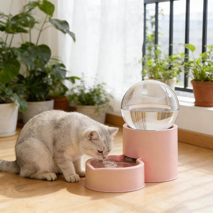 Automatic Cat Water Dispenser - Pet Water Fountain for Cats Dogs, Automatic Drinking Bowl for Puppies Kittens Pets (Pink)