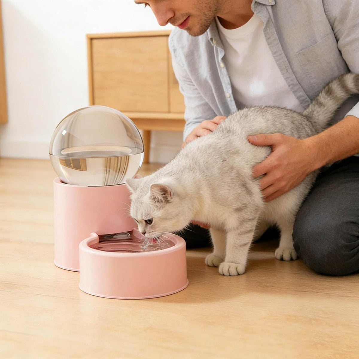 Automatic Cat Water Dispenser - Pet Water Fountain for Cats Dogs, Automatic Drinking Bowl for Puppies Kittens Pets (Pink)