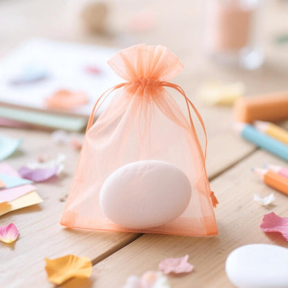 G2PLUS Blush Peach Organza Bags 4x6 In - 100PCS Drawstring Organza Bags, Sheer Mesh Jewelry Pouches, Candy Gift Wrap Pouch for Valentines, Christmas, Wedding Party Favors