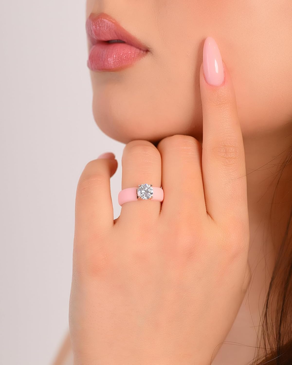 Silicone Ring with Stone, Round Cut CZ