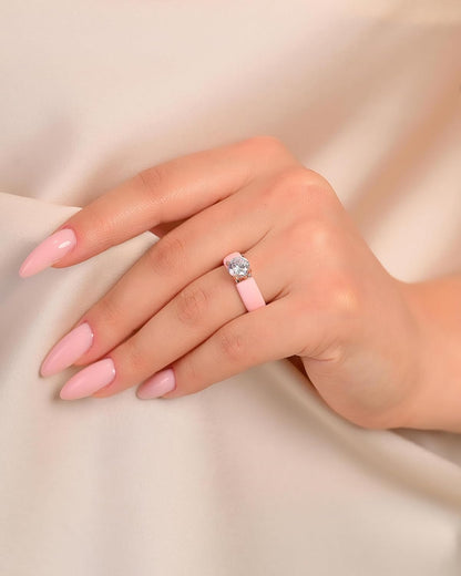 Silicone Ring with Stone, Round Cut CZ
