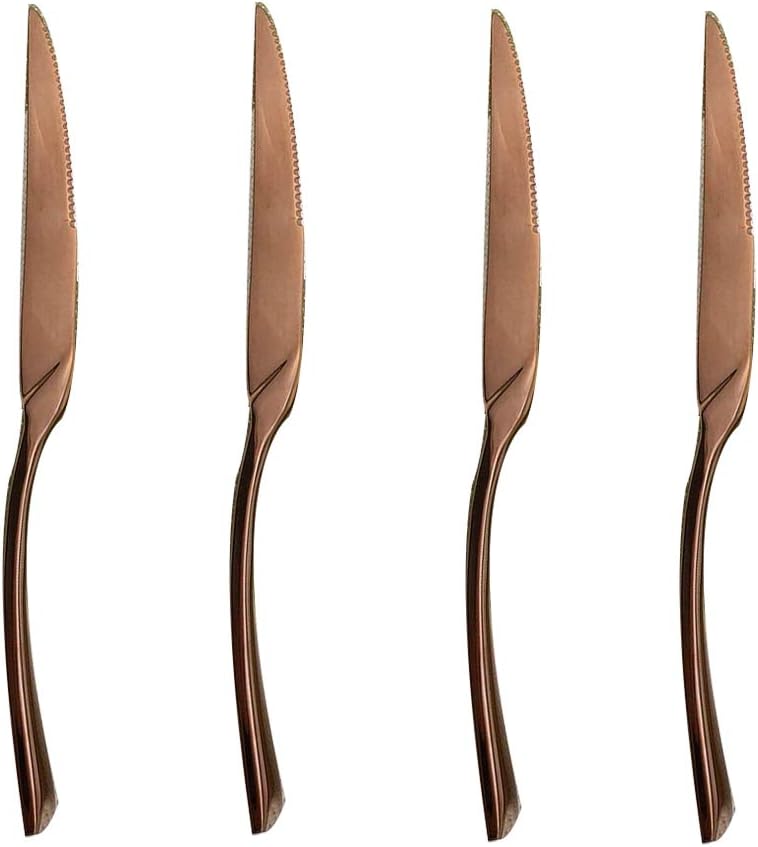 Rose Gold Copper Color Stainless Steel Steak Knife Set/Table Knife Flatware Set, 4-Piece