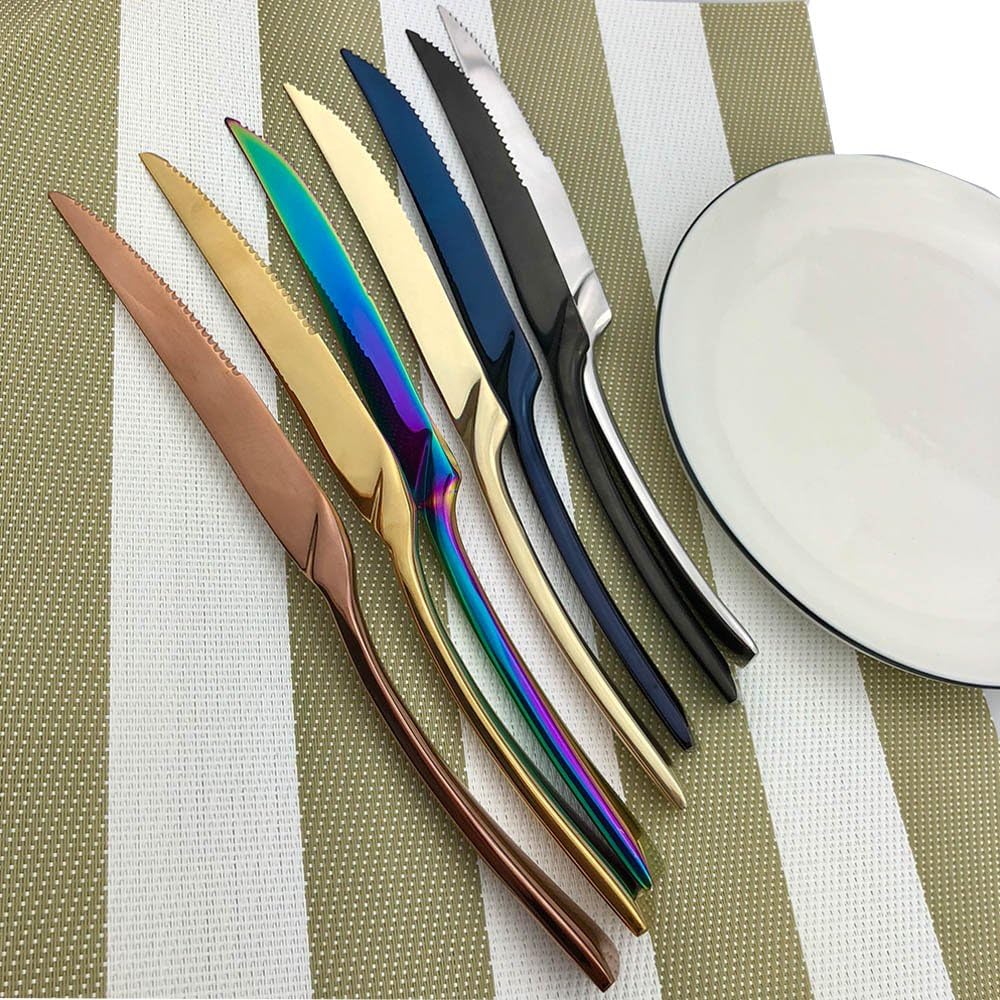 Rose Gold Copper Color Stainless Steel Steak Knife Set/Table Knife Flatware Set, 4-Piece