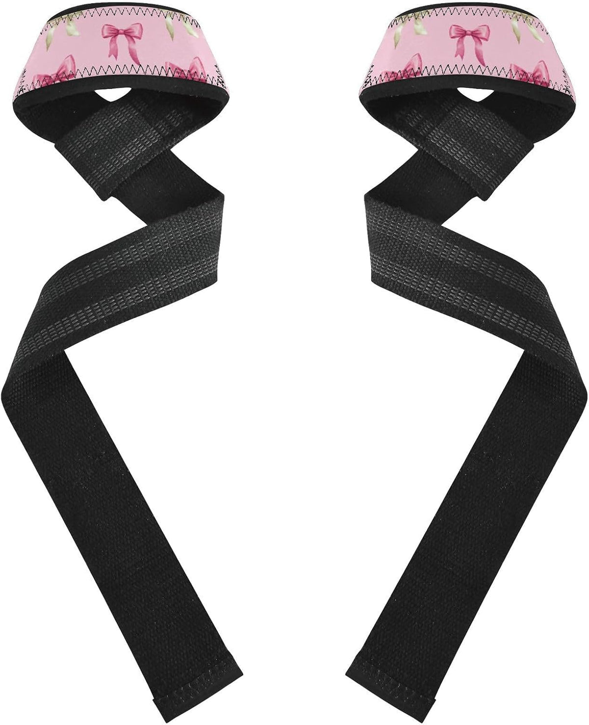 Cute Pink Bows Lifting Straps for Weightlifting,Wrist Straps with Thick Neoprene Padding,Pro Heavy Duty Gym Wrist Wraps for Powerlifting, Bodybuilding & Strength Training