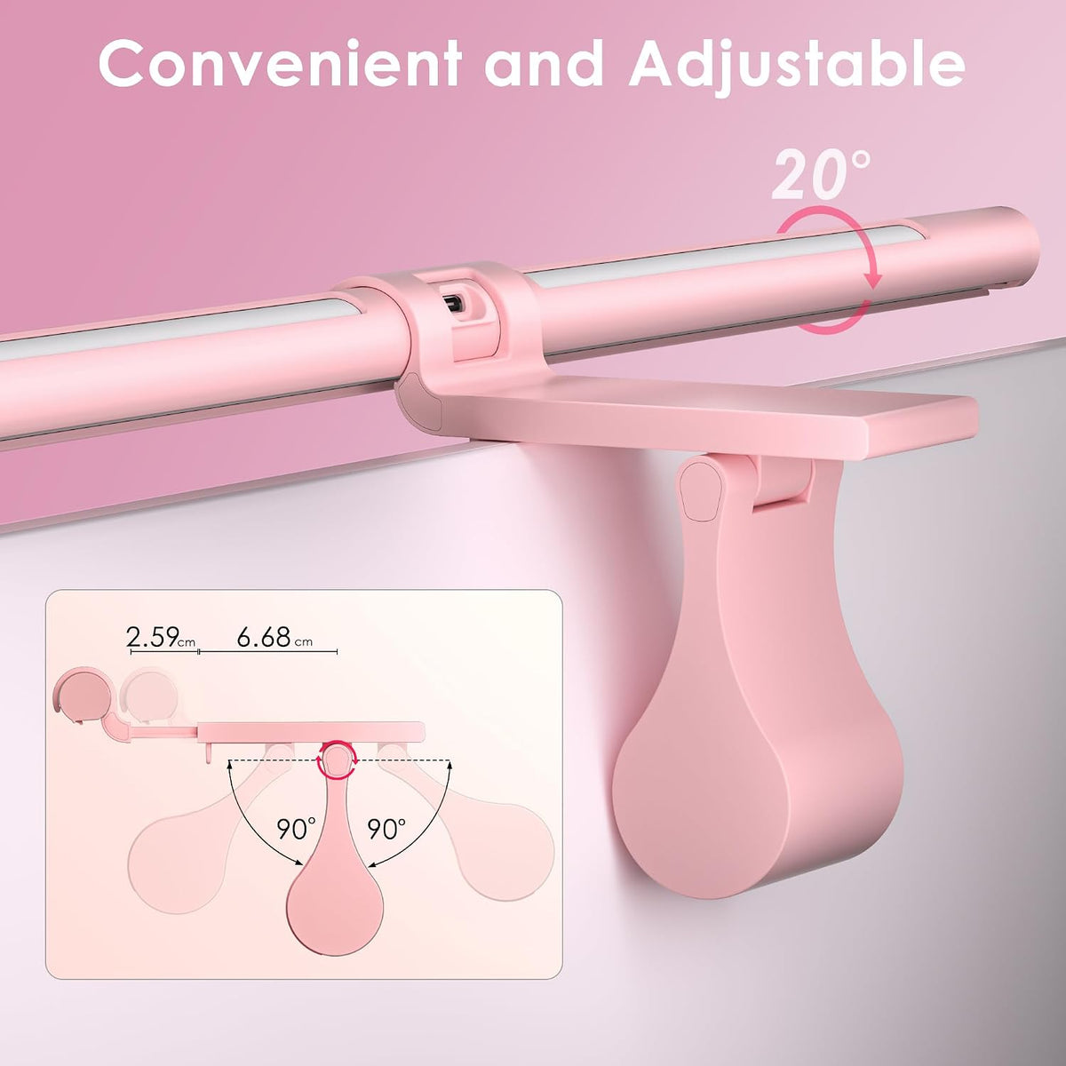Pink Monitor Light Bar with Backlight, Desk Light Bar with Remote