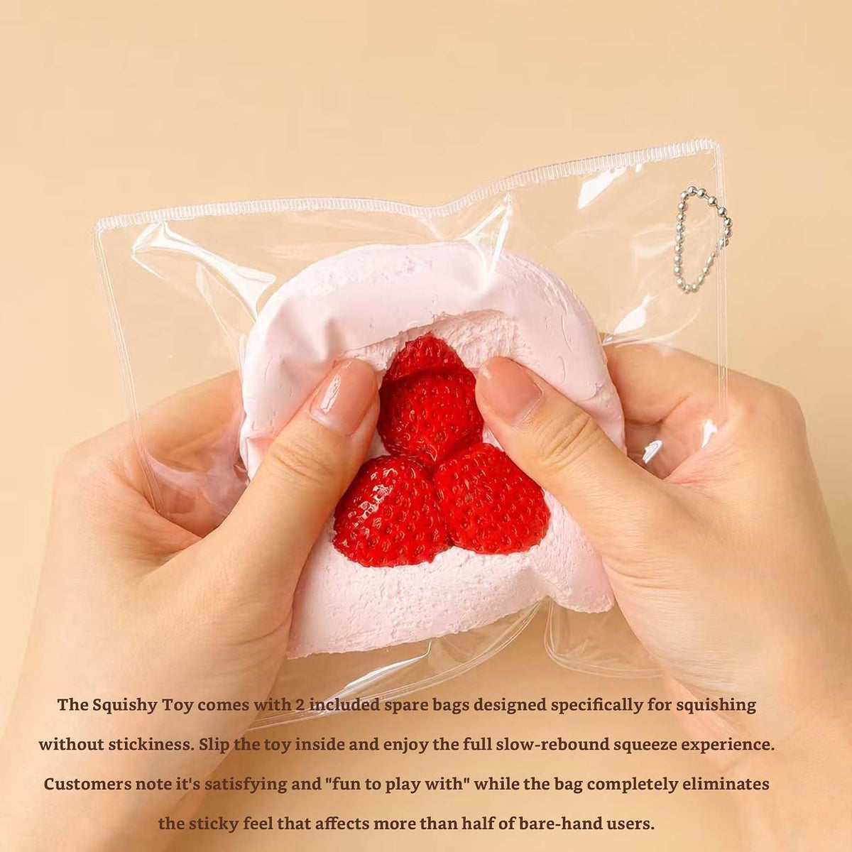 Strawberry Cake Taba Squishy Toy, Kawaii Pink Fidget Slow Rising Squeeze Stress Relief Premium Silicone Handmade with Decorative Strawberries Gift for Adults(Wenqing Strong)