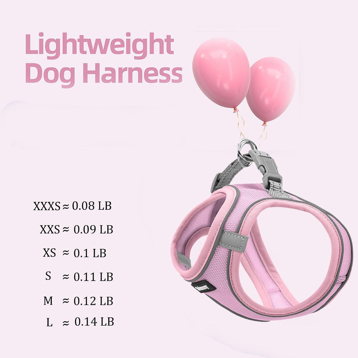Sparkly XXXS Dog Harness and Leash Set, Step in Soft Light Puppy Vest, Breathable Reflective Pet Harness for Walking, Puppy Harness for Small Dogs Cats (Pink, XXXS)
